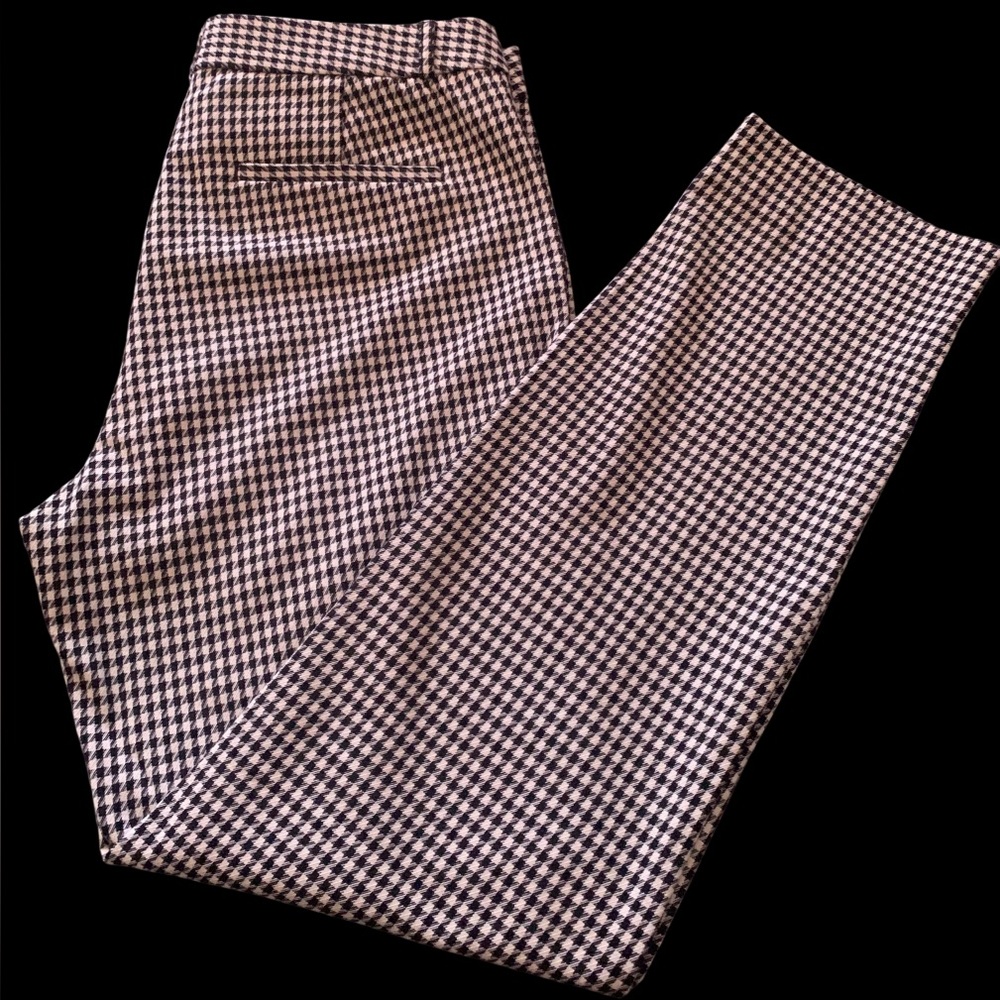 NWOT Banana Republic Women Black and White Dress Pants Gingham Check, Sz 14